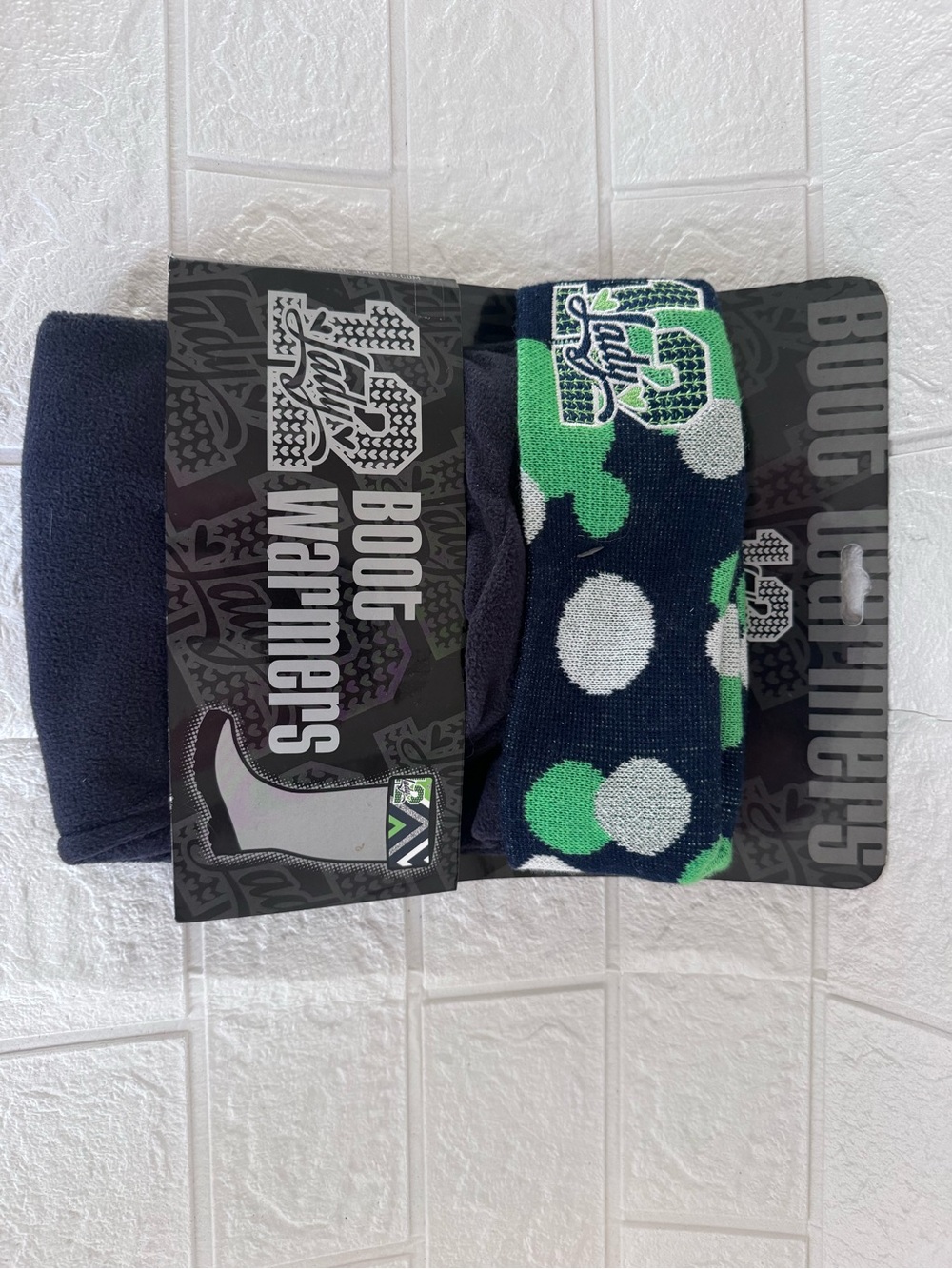 Seattle Seahawks Women LADY 12 Boot Warmers POLKA DOT Cuff Leg Socks Topper Logo